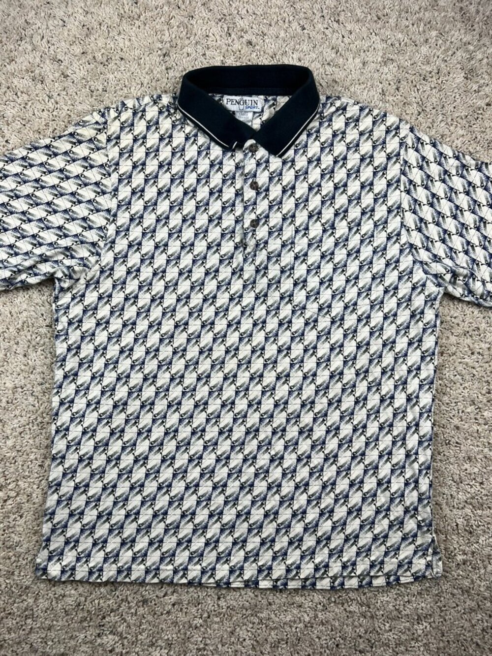 Penguin Sport Mens Short Sleeve Golf Club Polo Shirt Size Large Golfing Print
